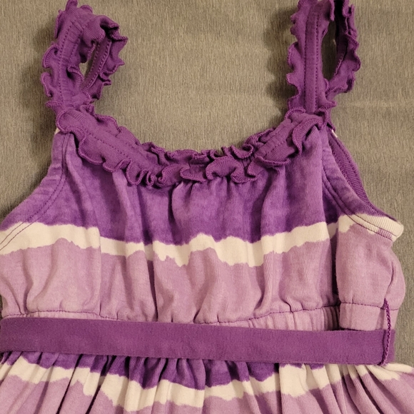 Colorful and Stripped Purple Girl Dress, Size 5 - Picture 3 of 8